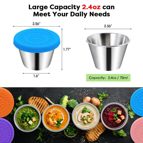 Winceed silicone lids keep sauces sealed for portable lunchtime snacking.