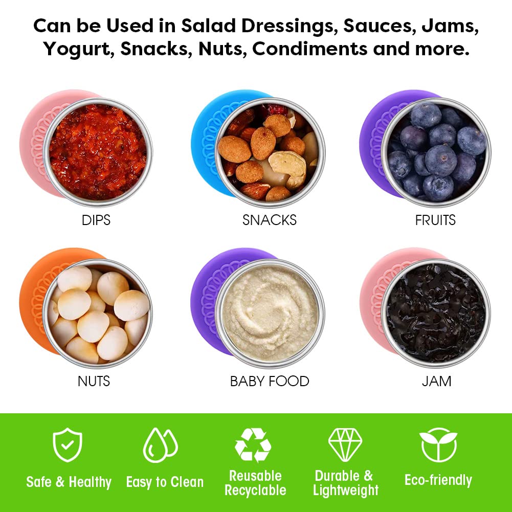 Winceed stainless steel condiment cups are reusable and easy to clean.