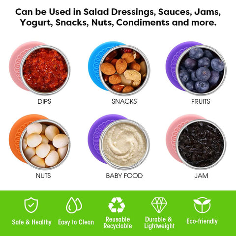 Winceed stainless steel condiment cups are reusable and easy to clean.