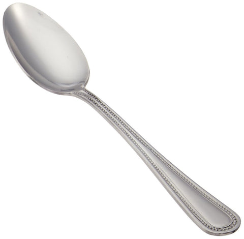 Winco 0005-01 Dots Teaspoon front view highlights durable mirror finish for busy service.