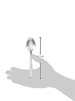 Winco 0005-01 Dots Teaspoon handle detail showcases retro beading for elegant tabletop use.
