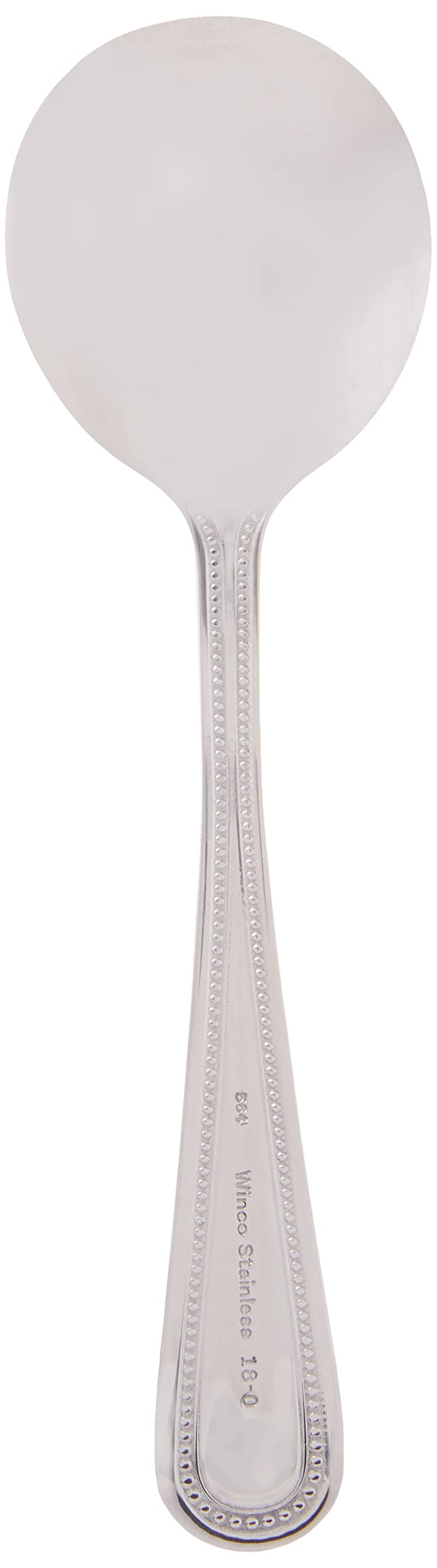 Winco Dots bouillon spoons on a dining table setup for service