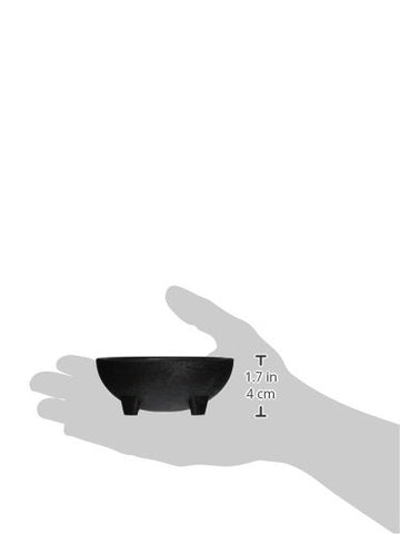 Winco black molcajete bowls, durable serviceware for toppings and condiments.