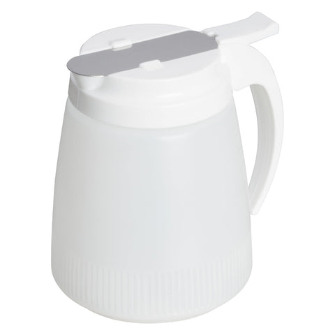 Winco PSUD-48 dispenser featuring a drip-prevention slide for clean, controlled pours.