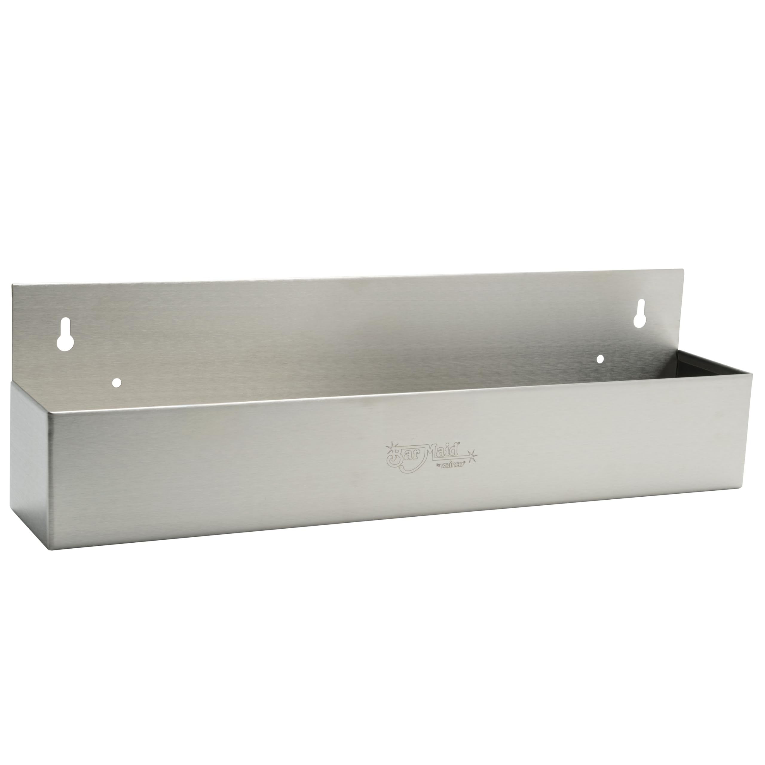 Winco SPR-22S bar rail with bottles for quick access at busy service