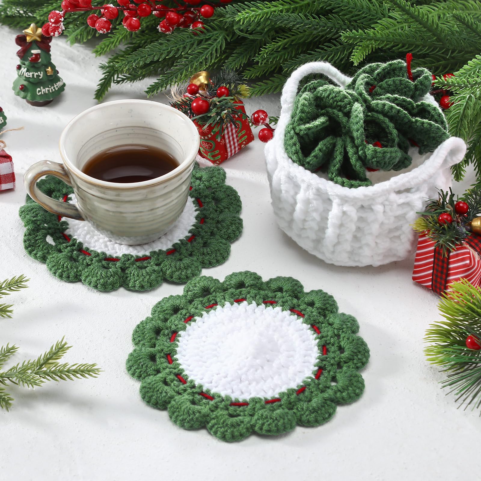 Windkream holiday wreath coasters add festive charm to any table