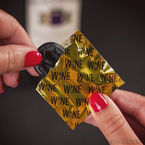 Wine Condoms packaging as a novelty gag gift for wine lovers.