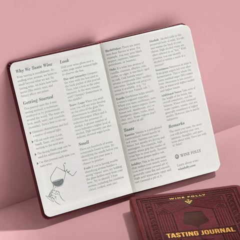 The Wine Folly compact journal fits bags for tastings on the go.