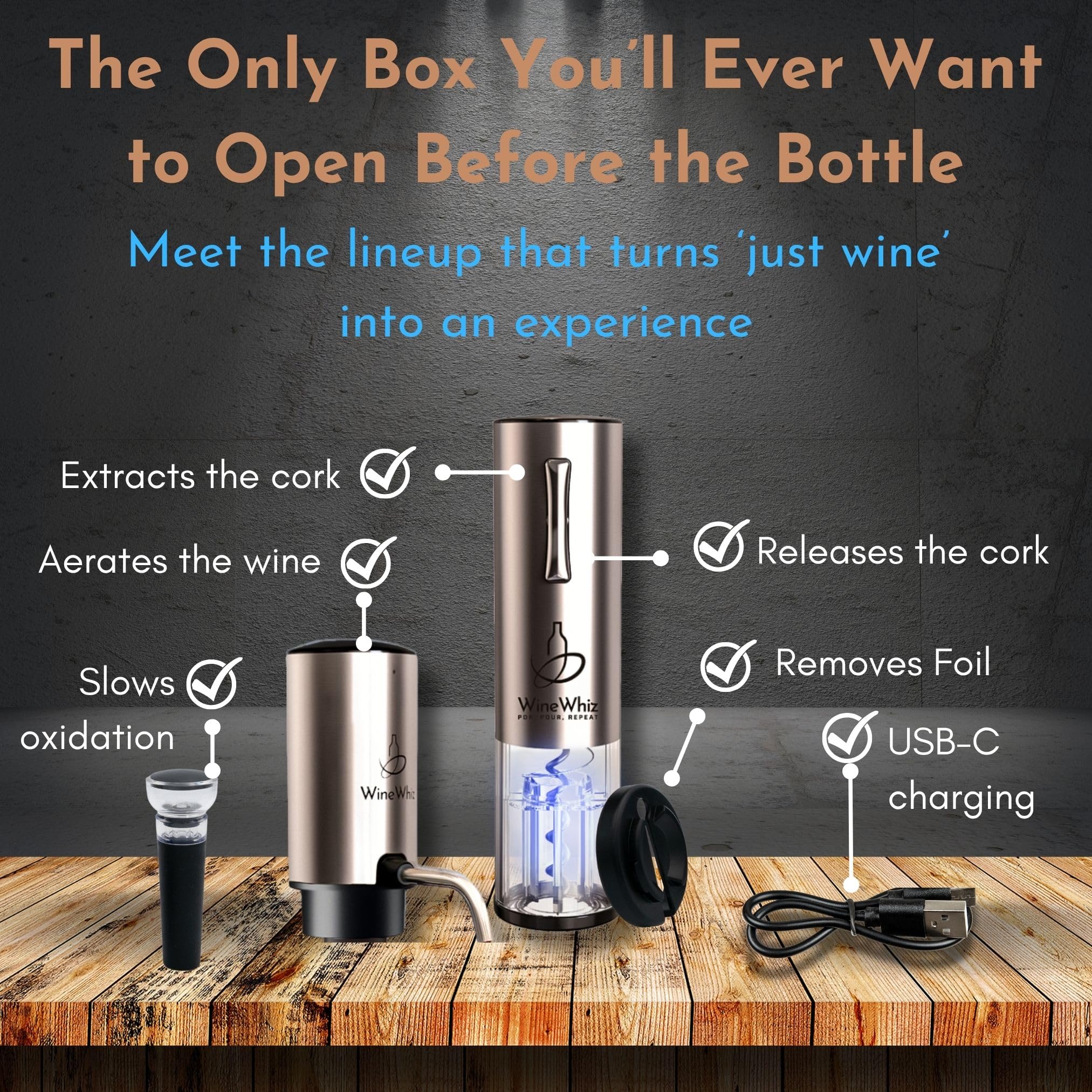 WineWhiz vacuum stopper preserving wine freshness after opening.