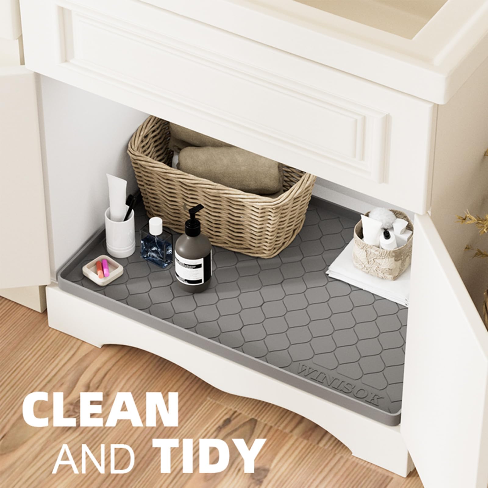 Winisok under sink mat provides cabinet protection in wet areas