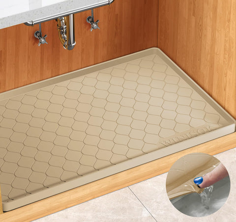 Winisok under-sink mat 31x22 inside a cabinet protects against leaks.