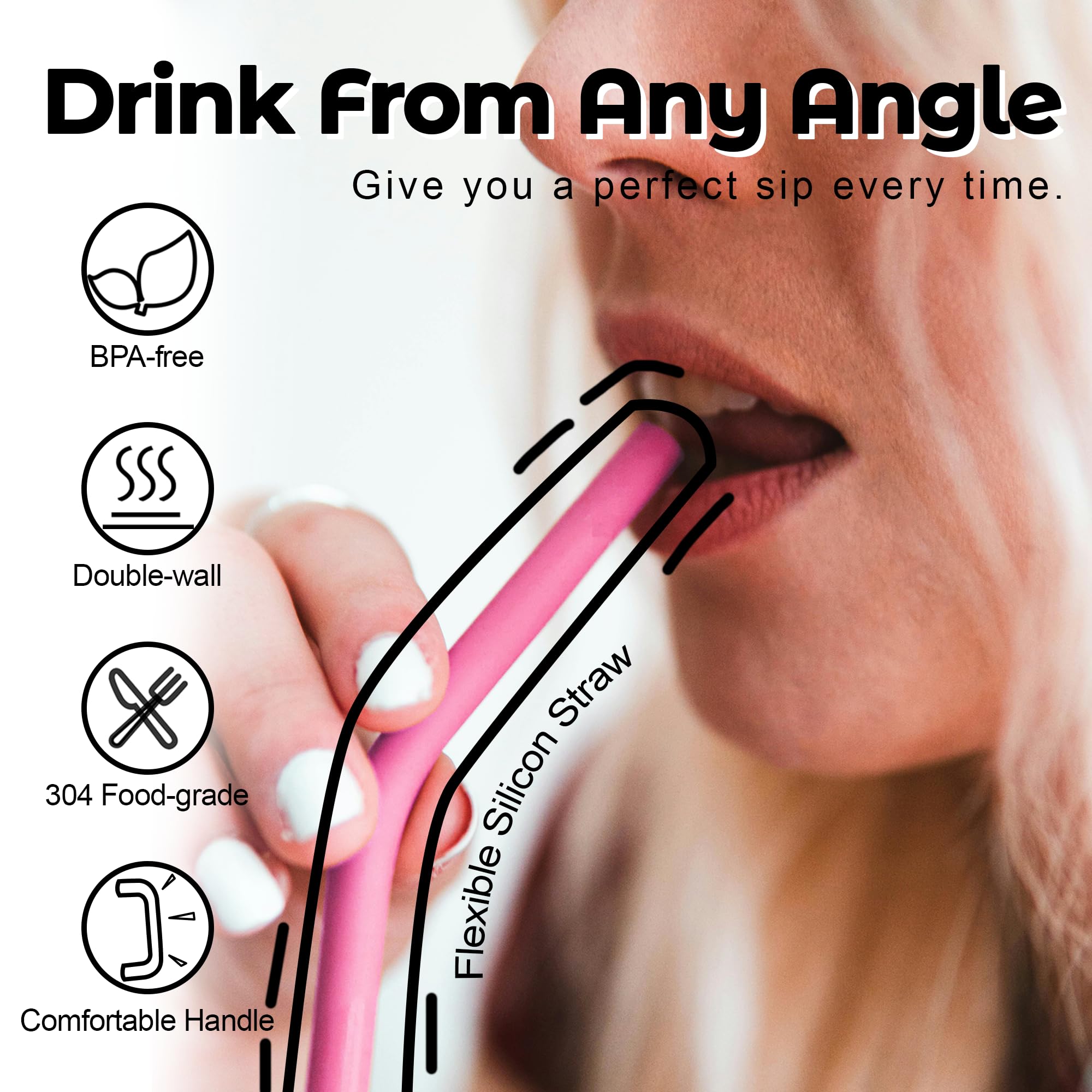 Winiwo tumbler fits most car cup holders for travel-friendly use.