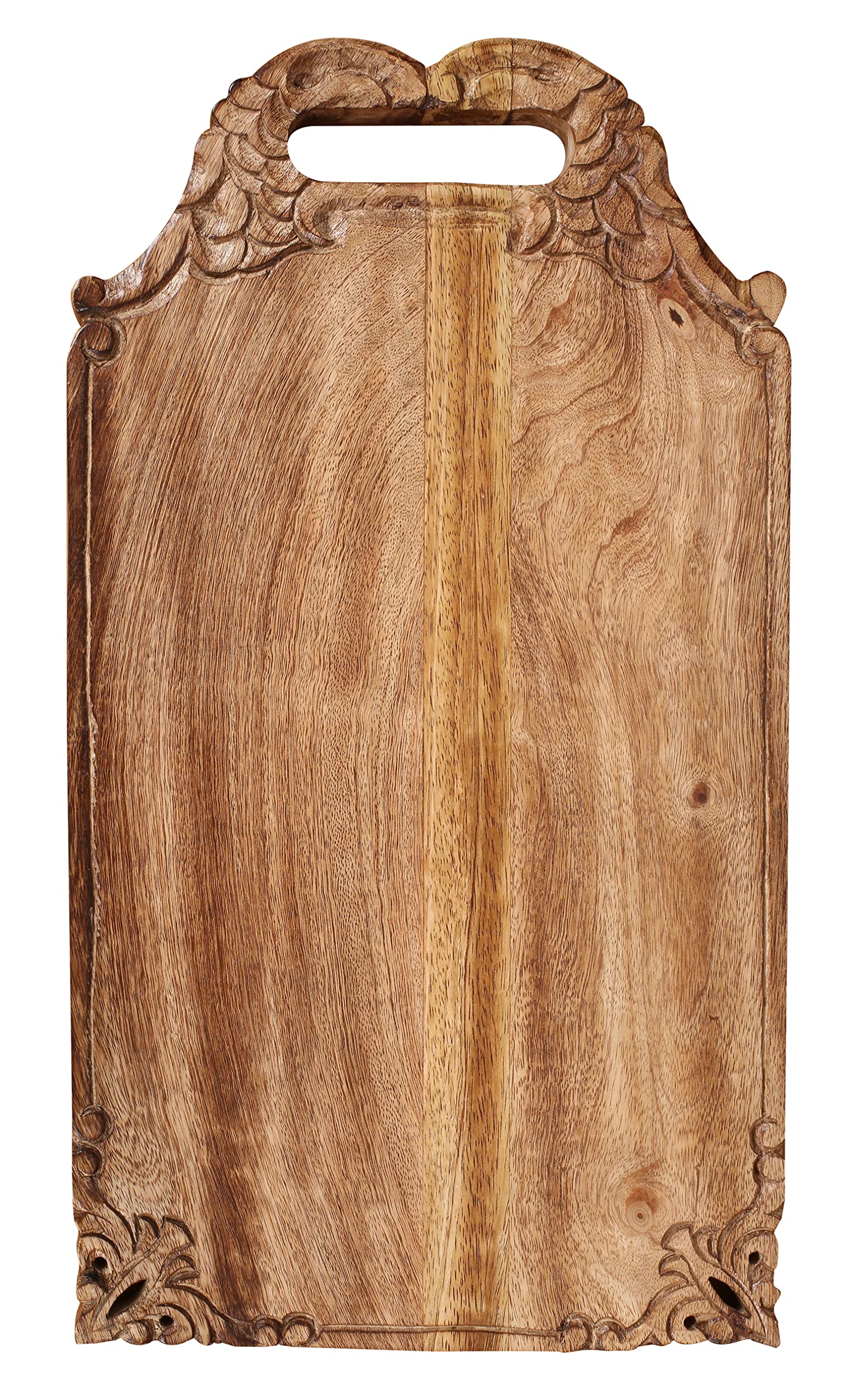 Winlay Mango Wood hand carved chopping tray — top view shows natural grain for stylish serving.