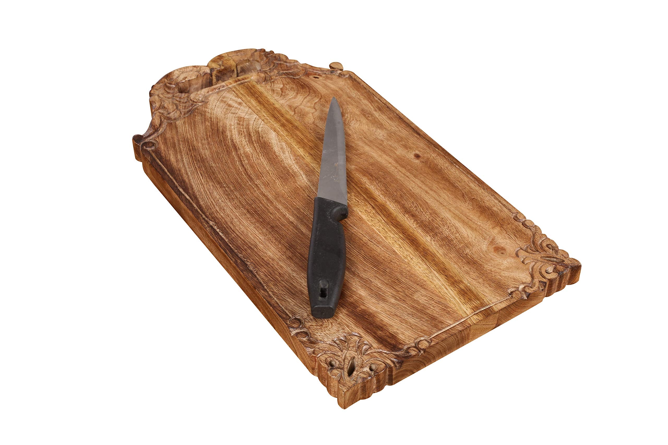 Winlay Mango Wood hand carved tray — compact size for bread and snacks.