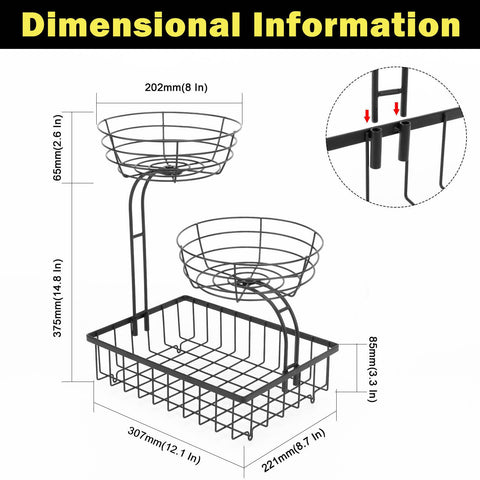 Winmien 3-Tier Basket front view highlighting accessible stacked storage for snacks and bread