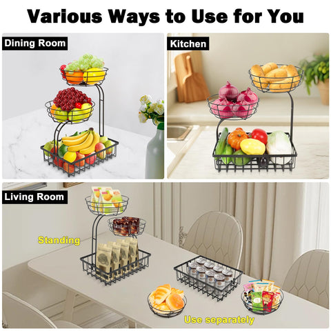 Winmien 3-Tier Basket metal construction emphasizes rustproof durability