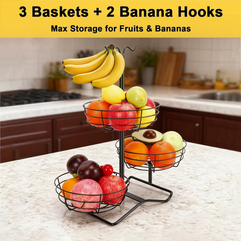 Winmien round wire baskets display fresh produce in a space-saving style