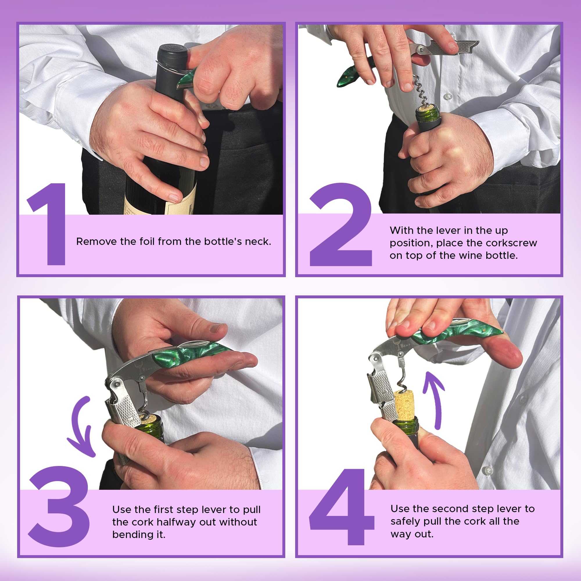 Wino Wine Key curved foil cutter for clean foil removal.