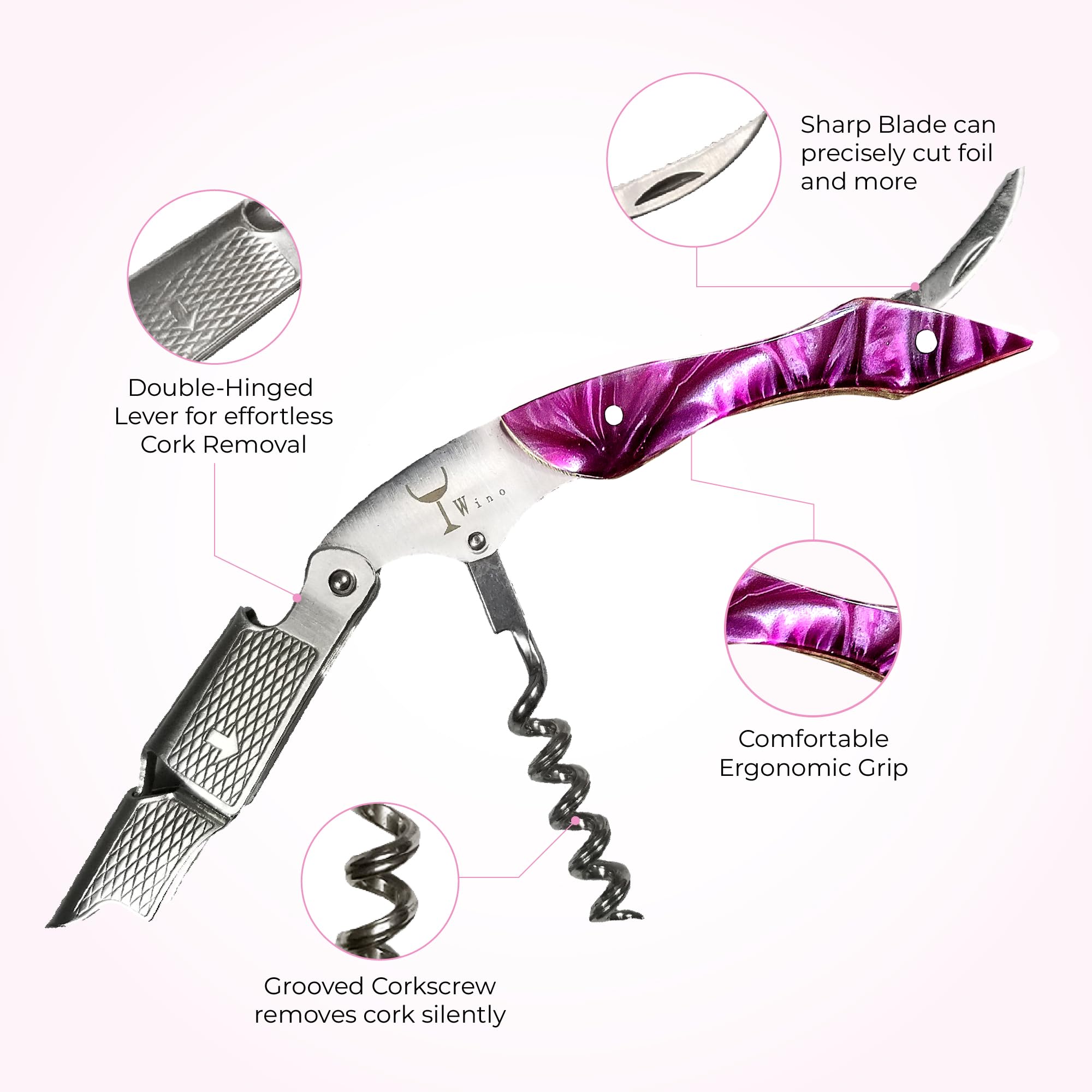 Wino Wine Key with spring-loaded lever for stubborn corks.