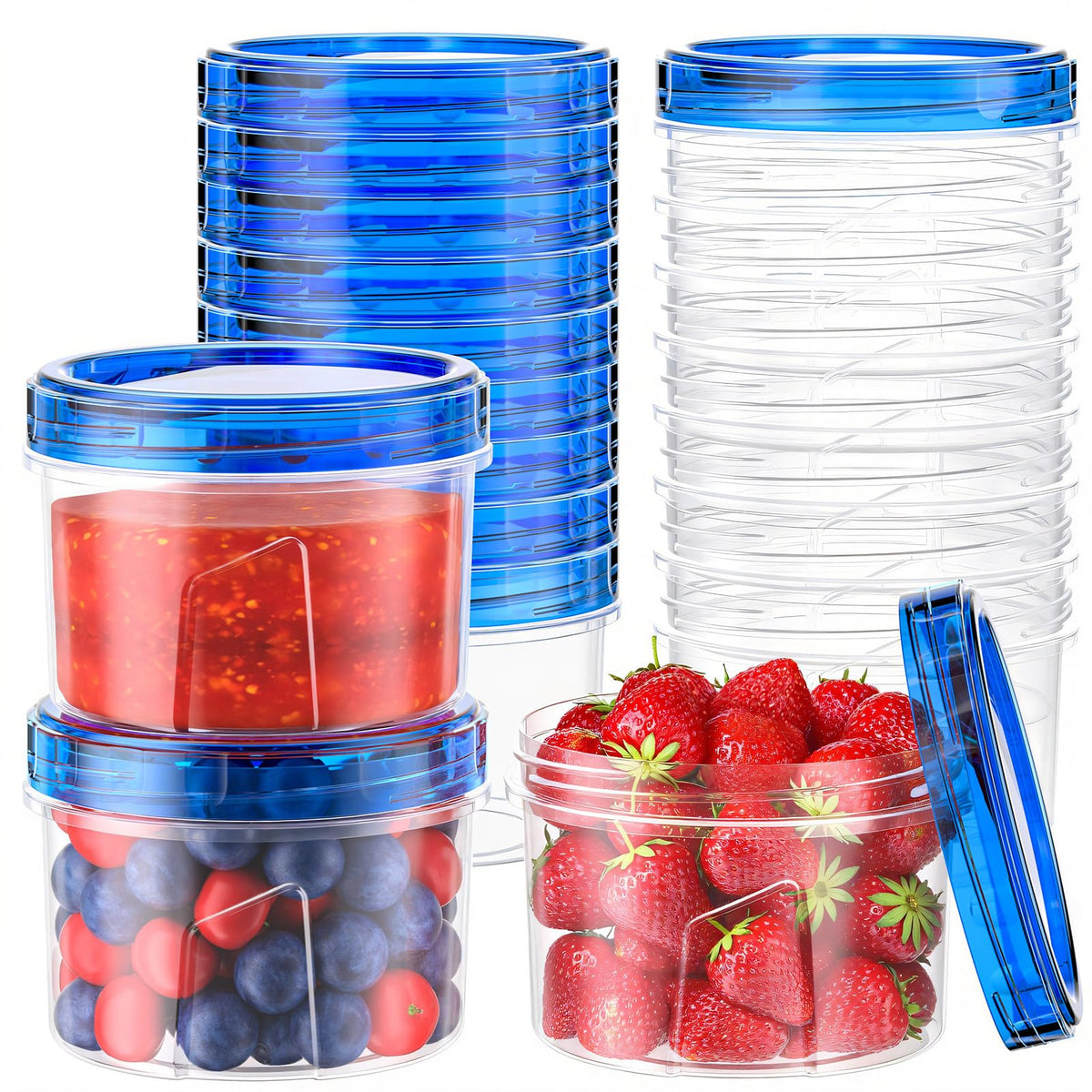 Winproper 12-pack 16oz container lids demonstrate secure lid design for spill-free storage