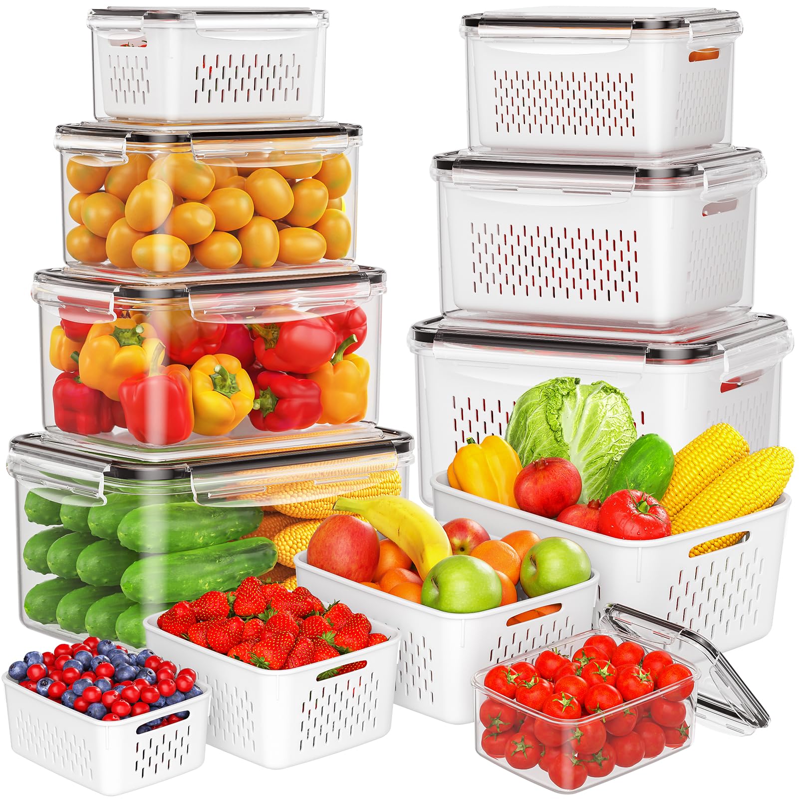 Winproper 8-pack fruit storage containers kept inside the fridge, organized and easy to access.
