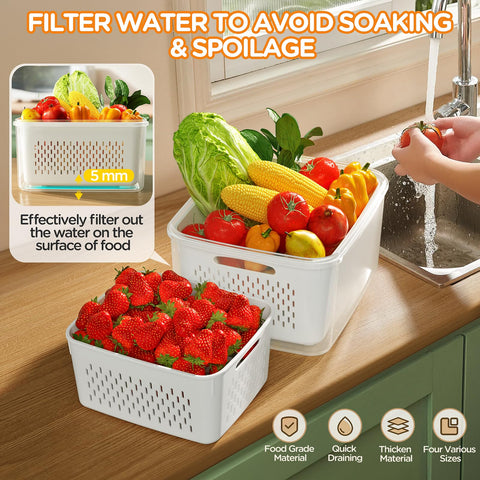Winproper double-layer design with removable colanders for efficient rinsing and draining.