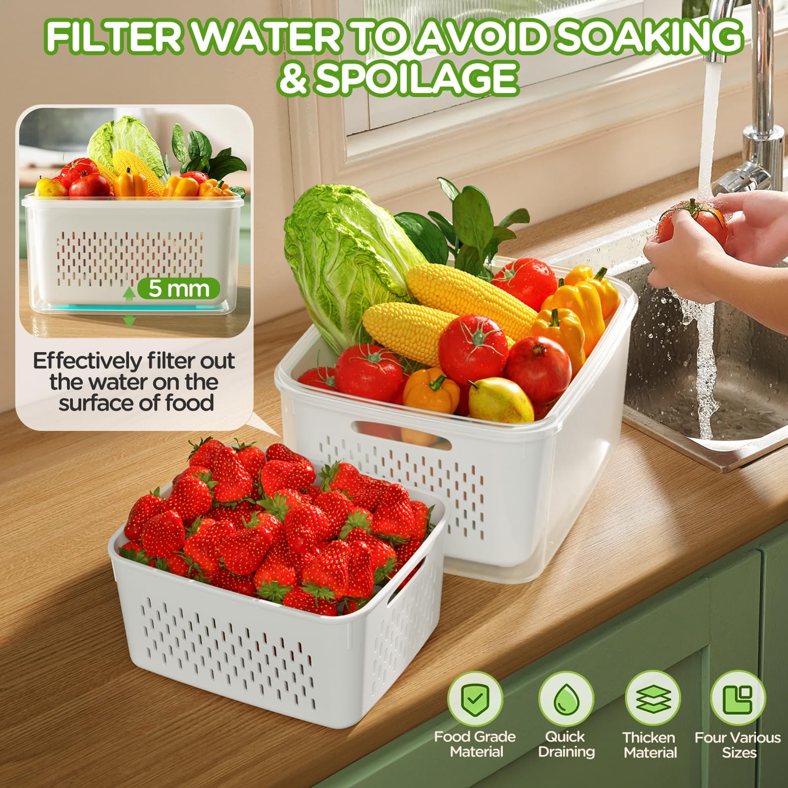 Winproper 57oz container ideal for berries and cut produce.