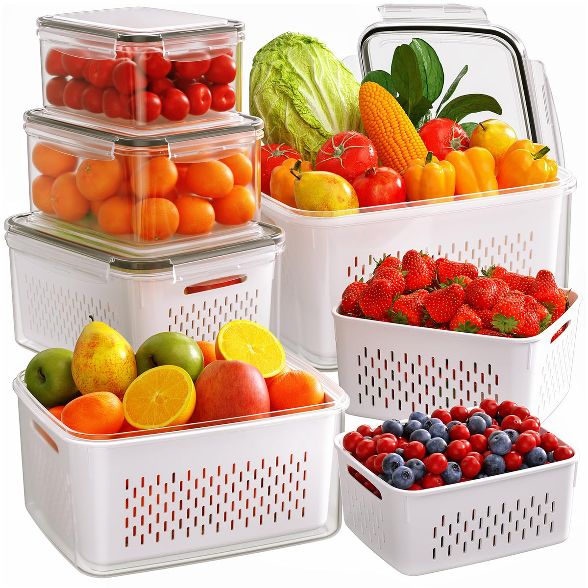 Winproper-fruit-storage with removable colander for easy rinsing and extended freshness.
