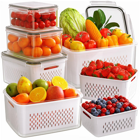 Winproper-fruit-storage with removable colander for easy rinsing and extended freshness.