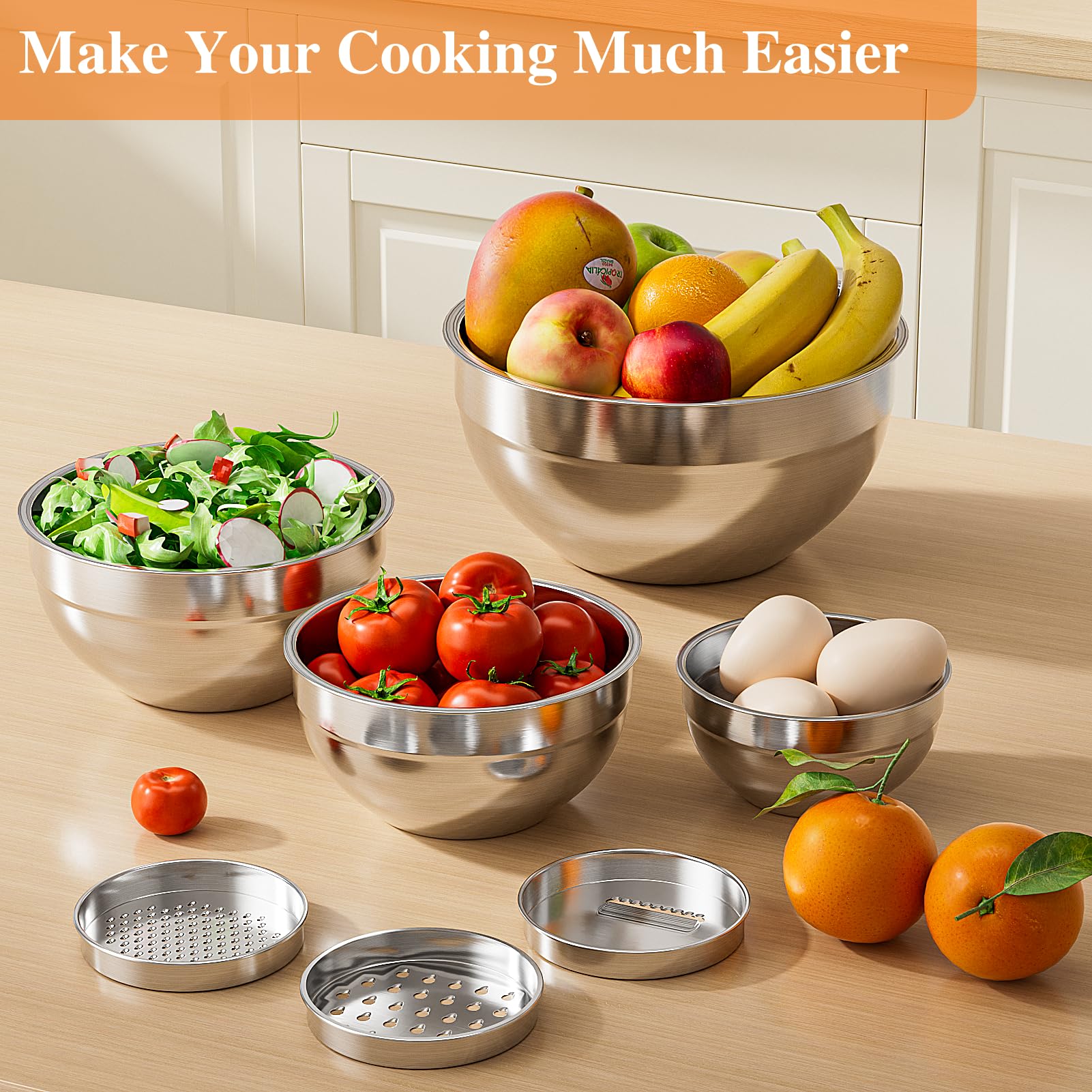 Winproper mixing bowls with trio of grater attachments for quick prep