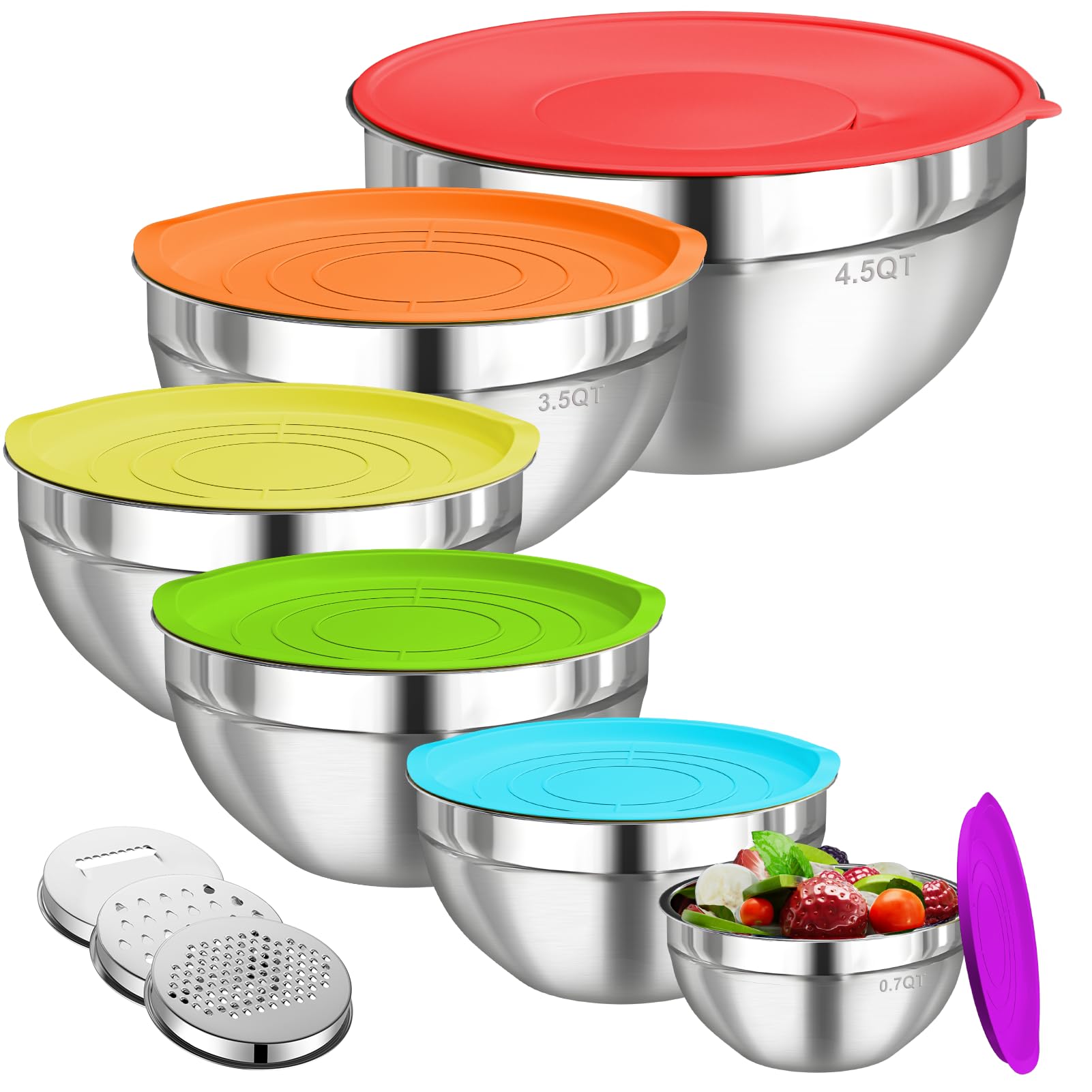 Winproper mixing bowls with colorful lids for airtight meal prep