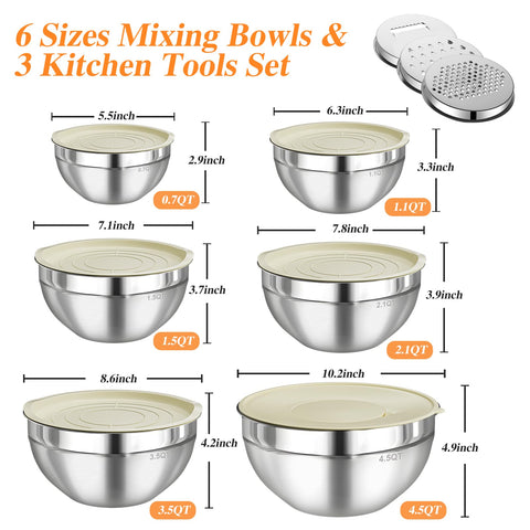 Winproper nesting design saves kitchen space with stackable bowls.