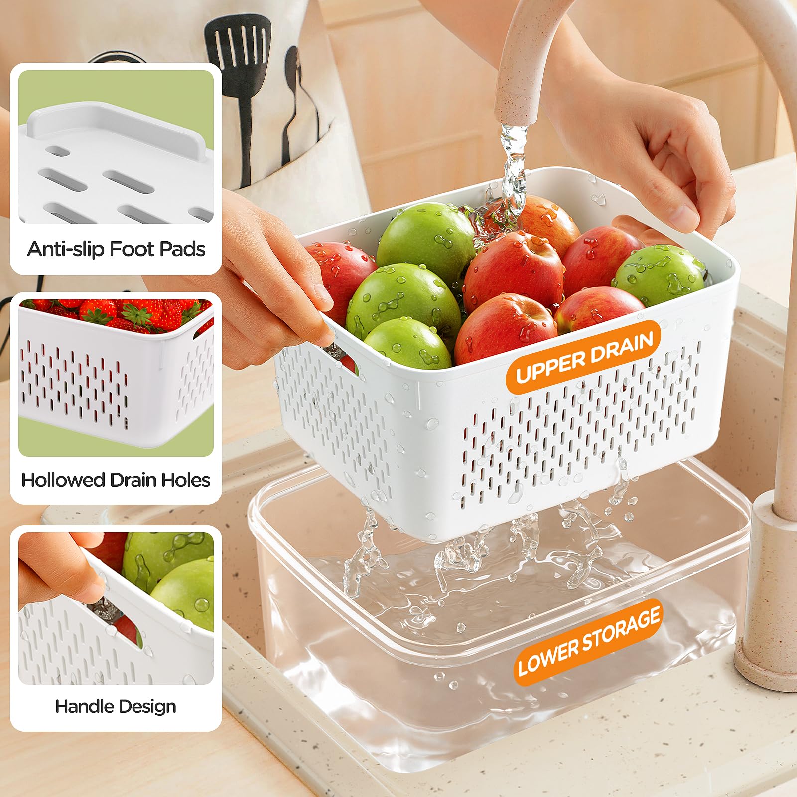 Winproper produce containers stackable design saves fridge space while organizing fruits and veggies.