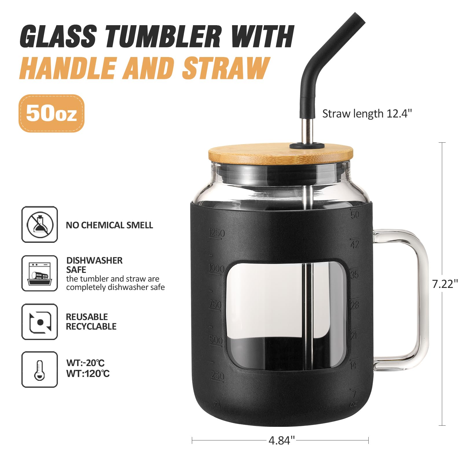 WINSA 50oz hydration markers help track daily intake with clear ounce indicators