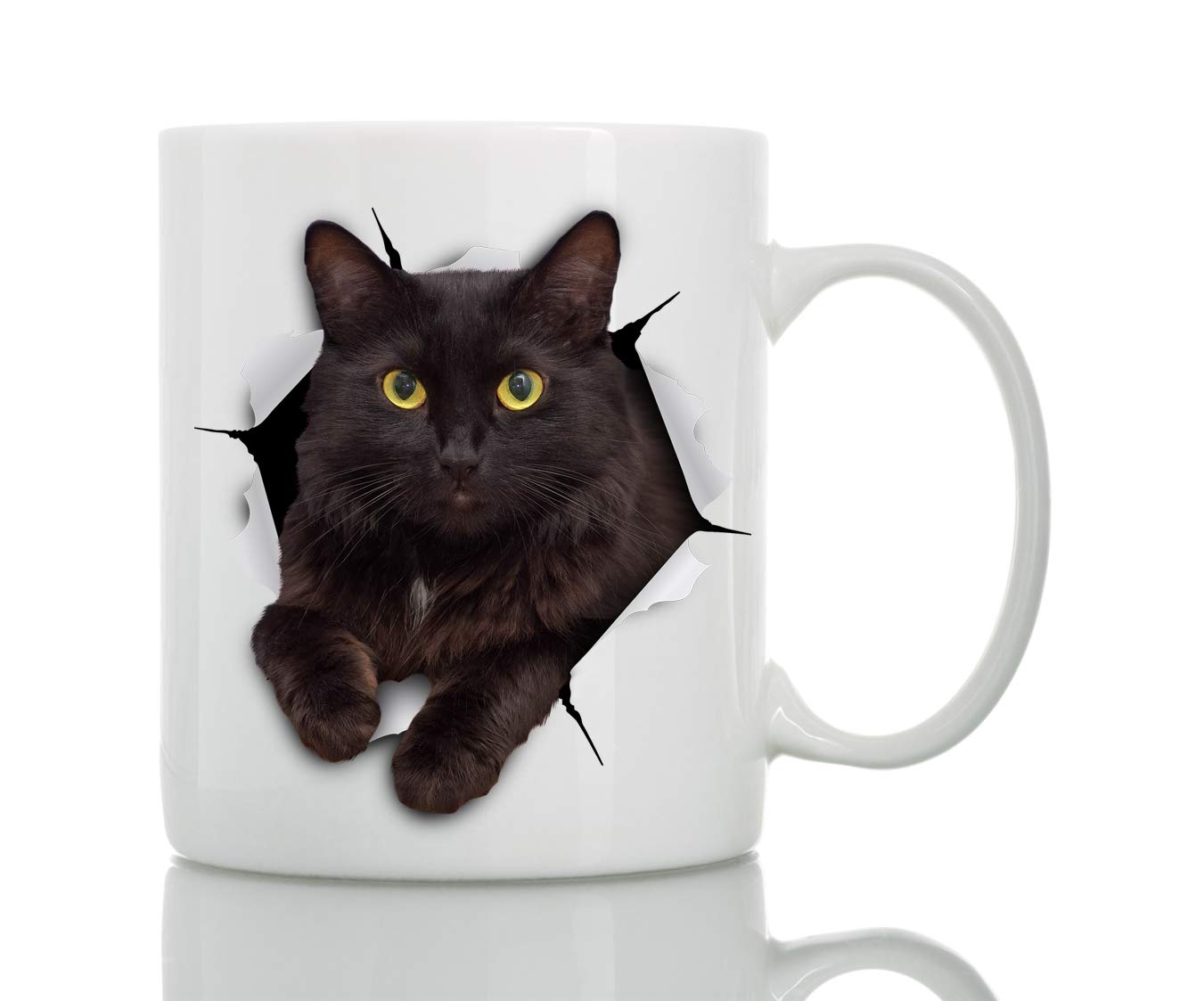 Winston & Bear Black Cat Mug front view for daily coffee
