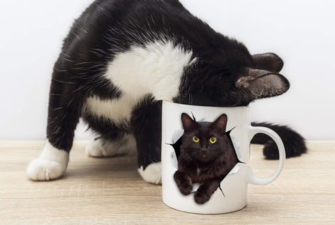 Winston & Bear Black Cat Mug handle close-up for grip