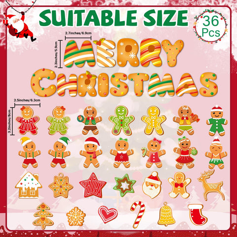 Wiooffen Christmas magnet set, 36 pieces, ideal for whiteboards.