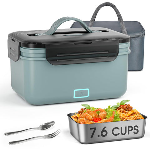 WisaKey cordless lunch box open showing a hot meal ready on the go