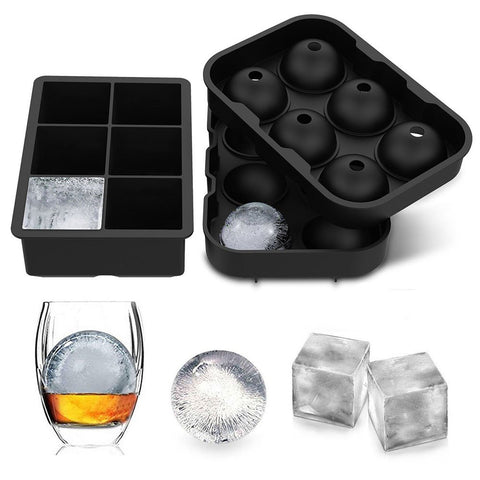 Wiscky large ice cubes tray showing two-inch cubes for slow chilling cocktails