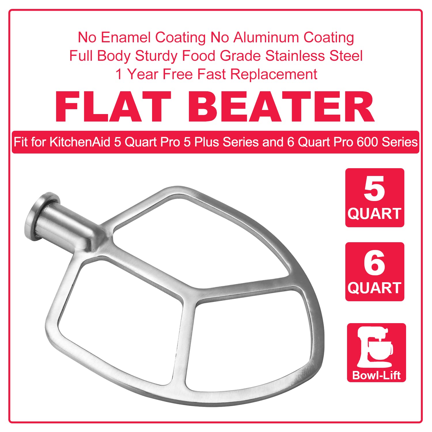 Wiselet flat beater durable attachment for large-batch baking