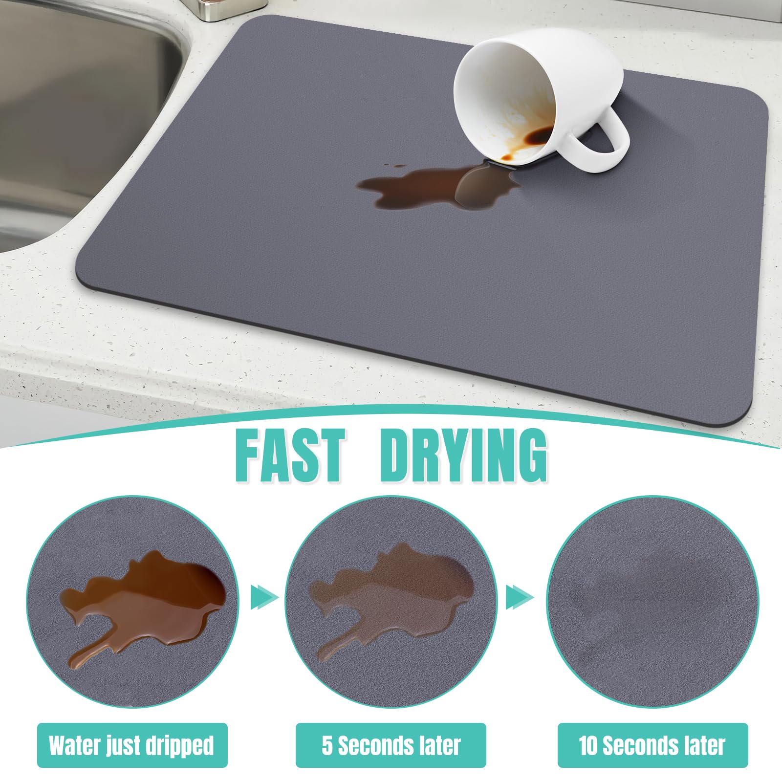 WISELIFE coffee-bar mat placed under coffee maker to catch drips