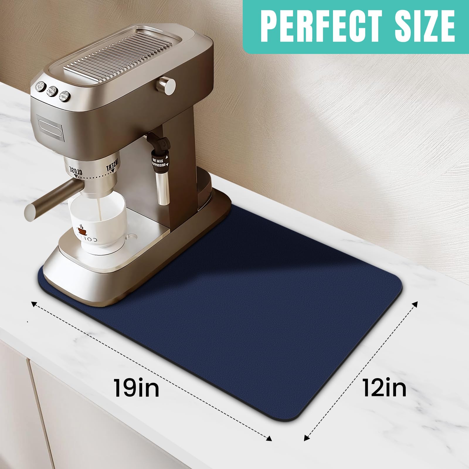 WISELIFE Coffee Mat under coffee machine keeps spills contained and counters dry.