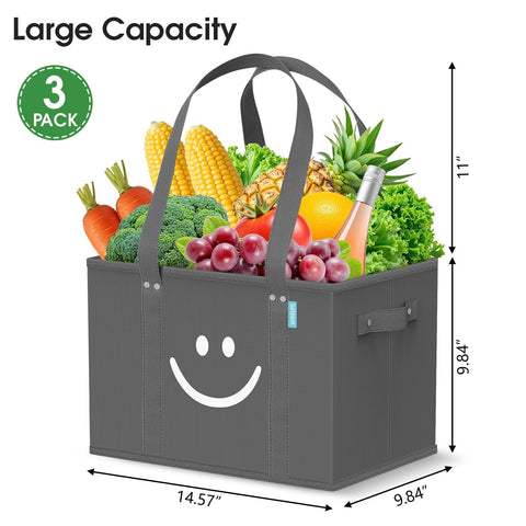 Collapsible tote bag shown flat for space saving storage