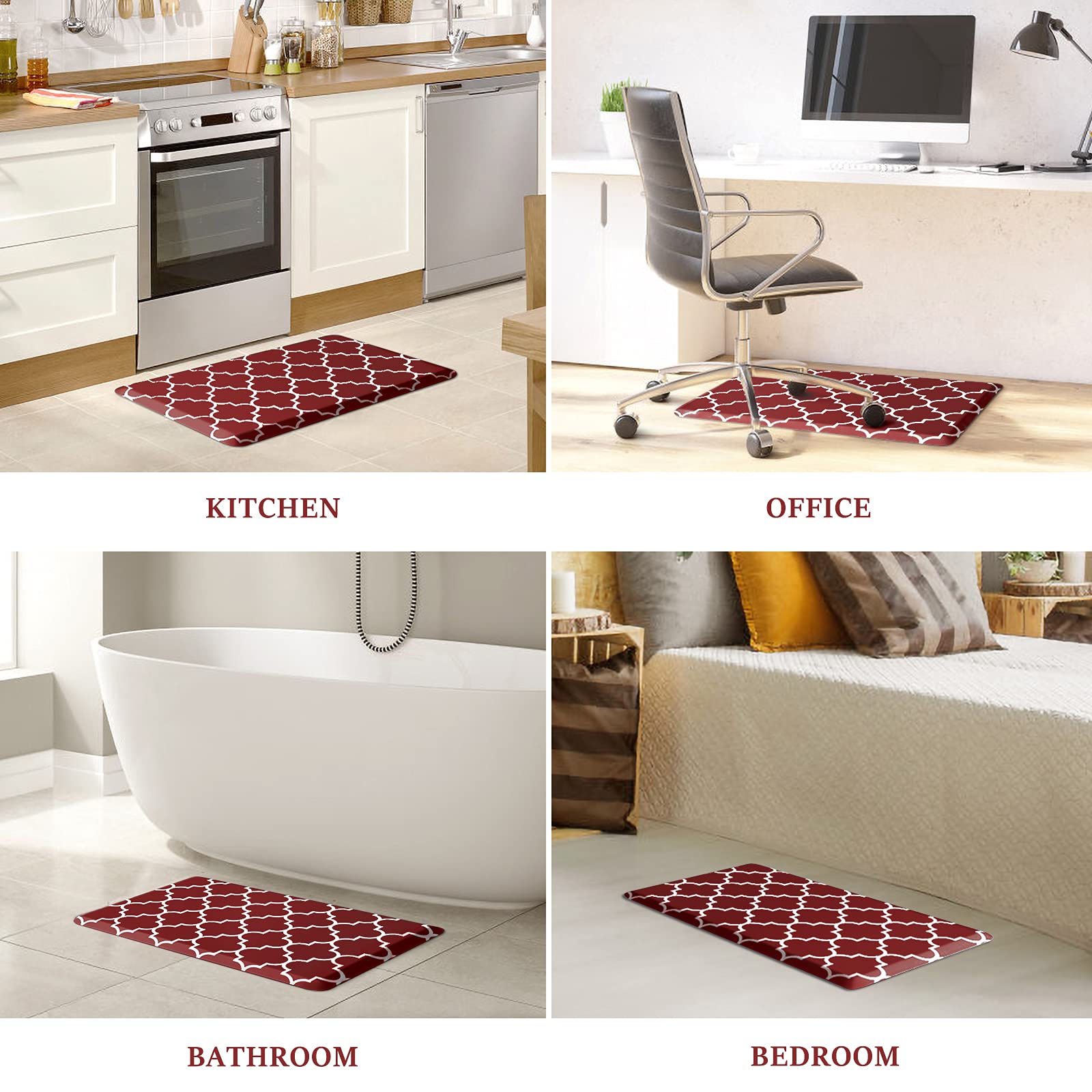 WISELIFE red anti-fatigue mat in a home office for longer standing tasks