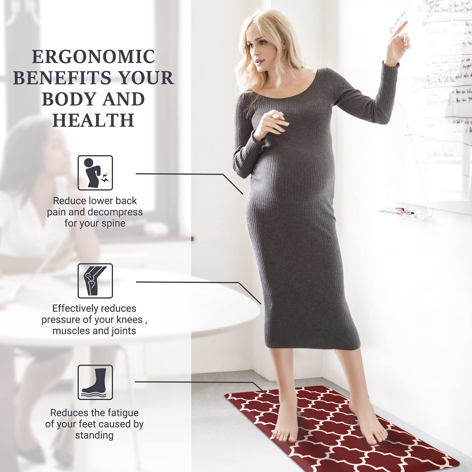 WISELIFE red mat by the sink offering stable standing support