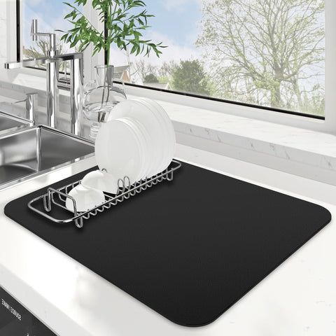 WISELIFE dish drying mat close-up shows quick absorption for busy kitchens