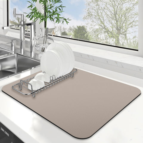 WISELIFE dish drying mat absorbs water quickly to keep countertops dry