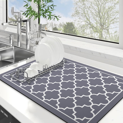 WISELIFE dish drying mat absorbent; keeps countertops dry after washing dishes.