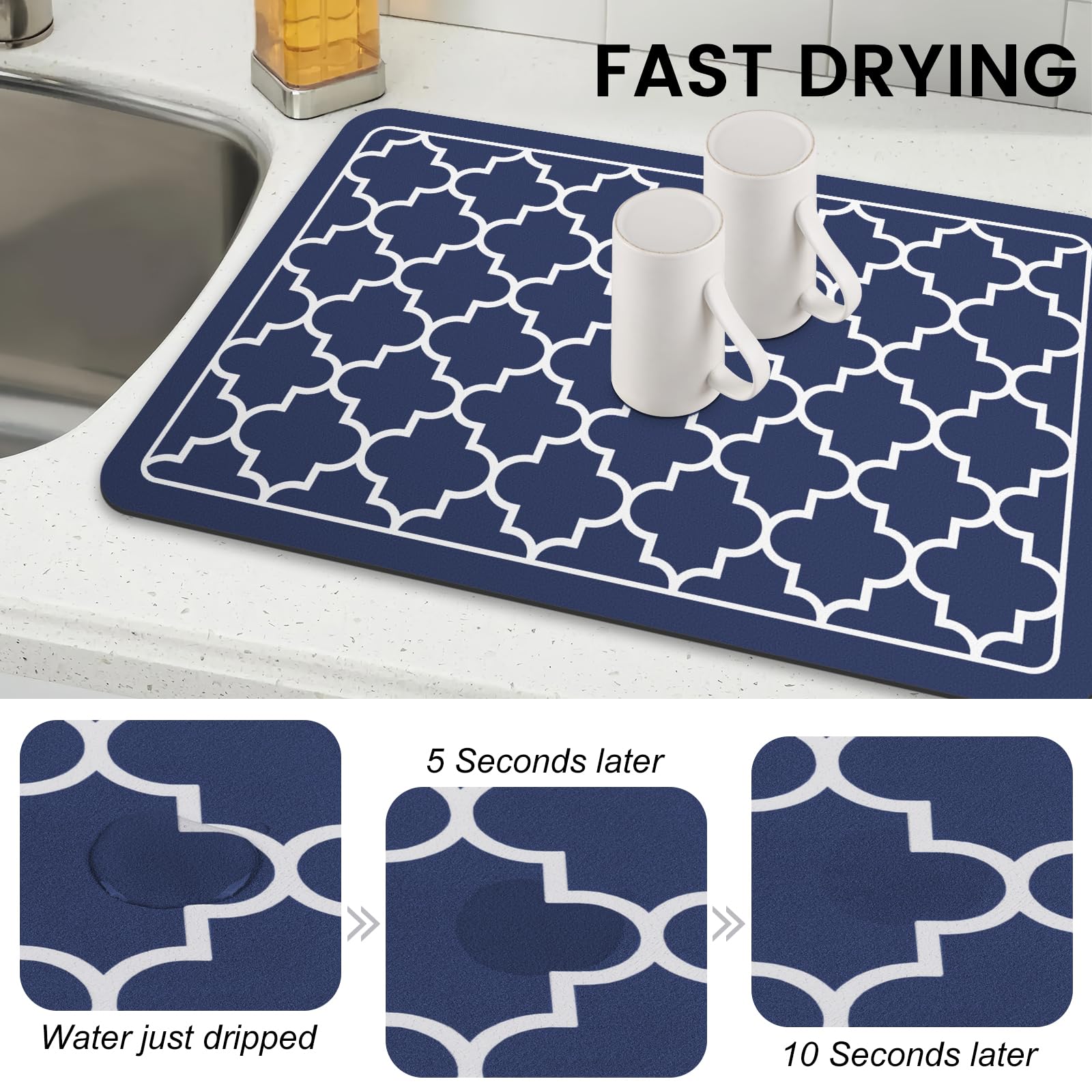 WISELIFE blue four-leaf-clover pattern adds kitchen style.