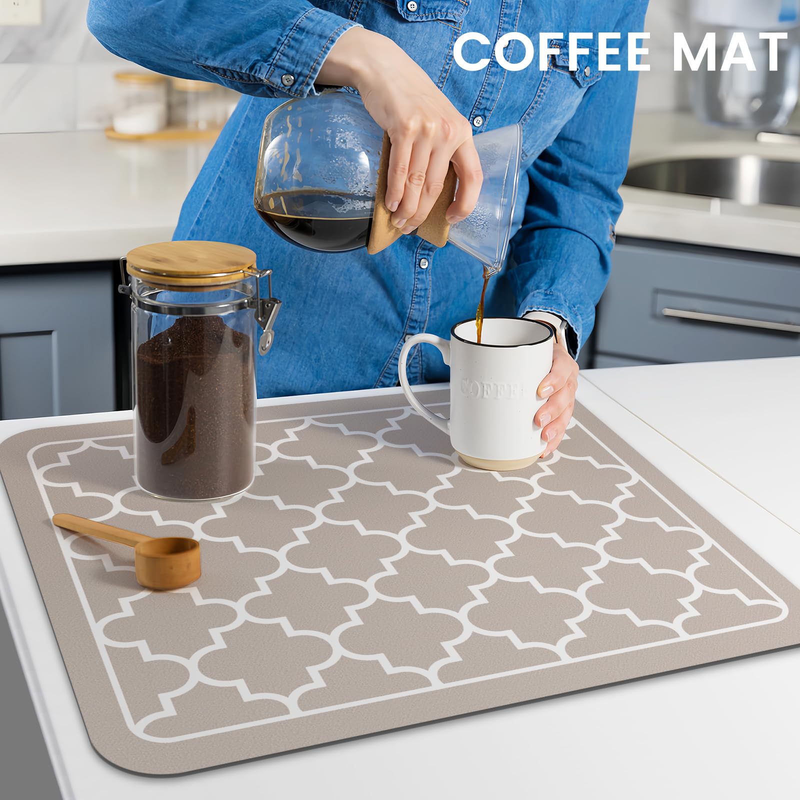 WISELIFE dish drying mat durable design withstands daily use.